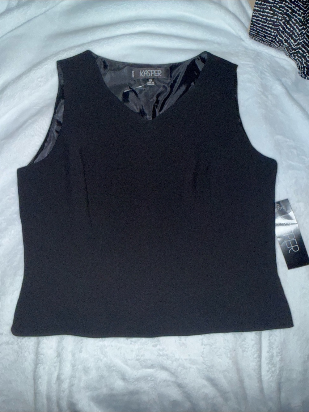NWT Kasper Petite Sleeveless Black Blouse Suit Shell Tank Top Size 10P